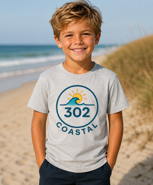 Child Size Short Sleeve T-shirt with Original 302 Coastal logo