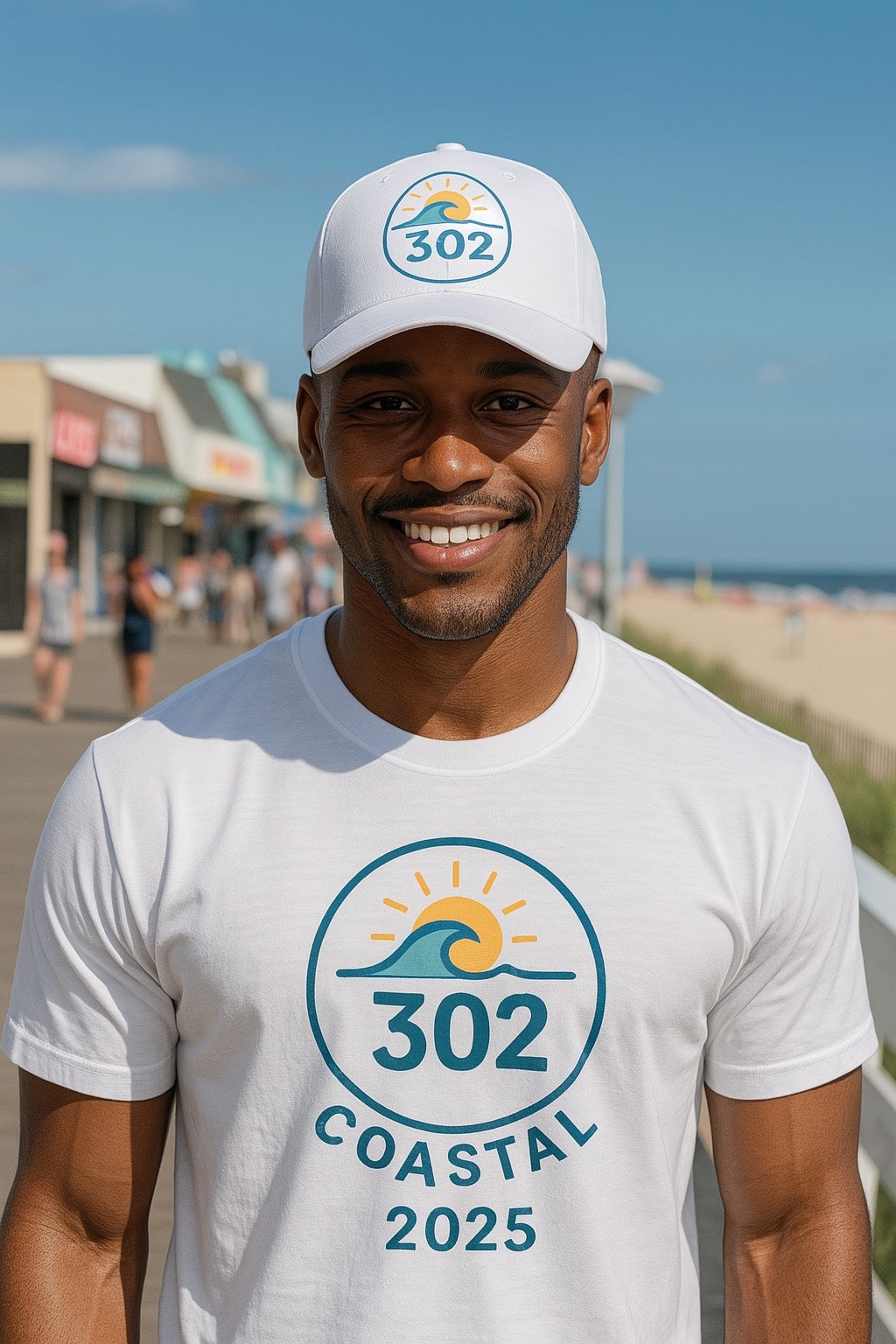 Hat - 302 Coastal - White with velcro closure