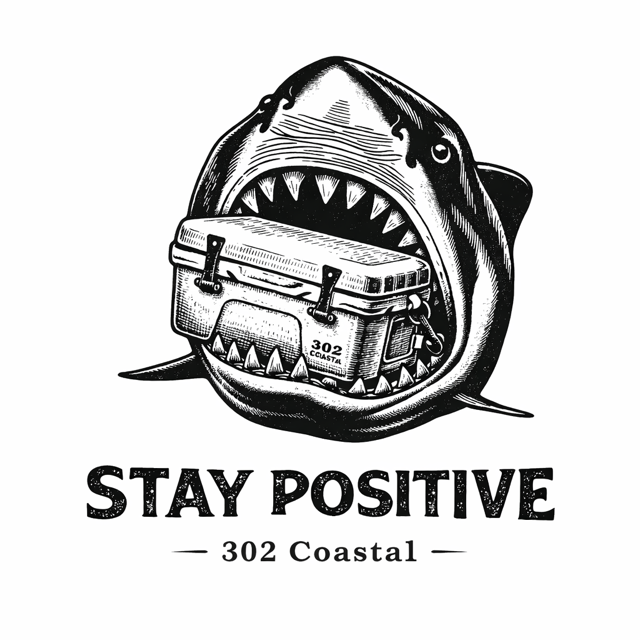 Short Sleeve T-Shirt with Shark Logo, Stay Positive
