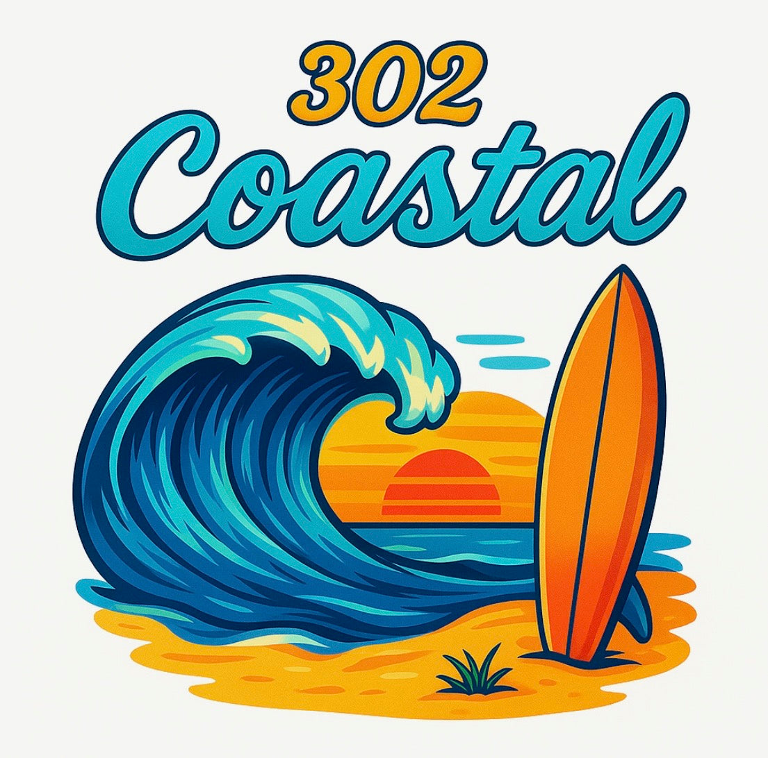 T Shirt - 302 Coastal Wave with surfboard